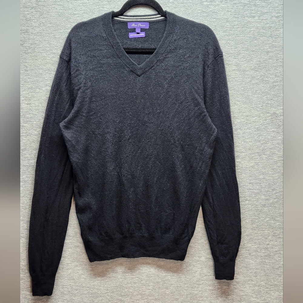 Alan Flusser V-neck cashmere men LG sweater hipster skater grunge cozy oversized